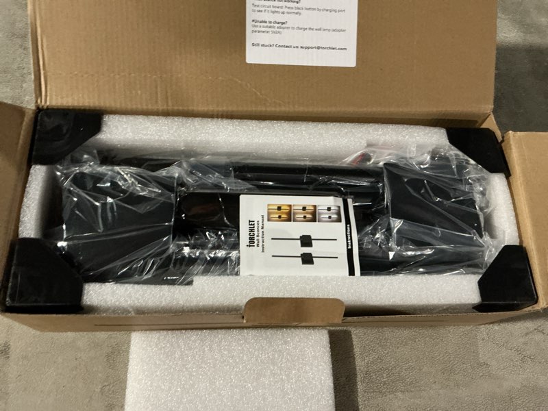 Condition photo showing Good Condition for Battery Operated Wall Sconces Set of 2,12000mAh Rotatable Picture Lights with Remote Control, Dimmable 3000-6500K LED Rechargeable Wall Lights for Living Room Bedroom Mirror, 28.3In Black