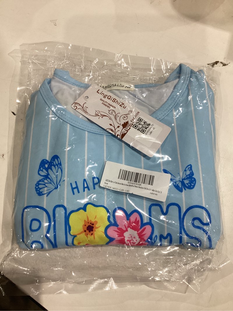 Condition photo showing New/Like New for LQSZ Girls Dress Easter Cartoon Summer Vest Sleeveless Tutu Princess Casual Dresses for Kids 2-12 Years 2-3T A-blue Stripe