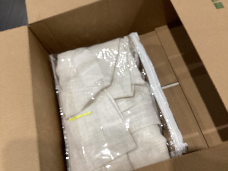 Condition photo showing As Is for guken 100% blackout linen curtains for bedroom 90 inches long natural cream black out curtain back tab thermal insulated room darkening window drapes for living dining room 2 panels beige ivory 52x90 cream 52"w x 90"l (pack of 2)