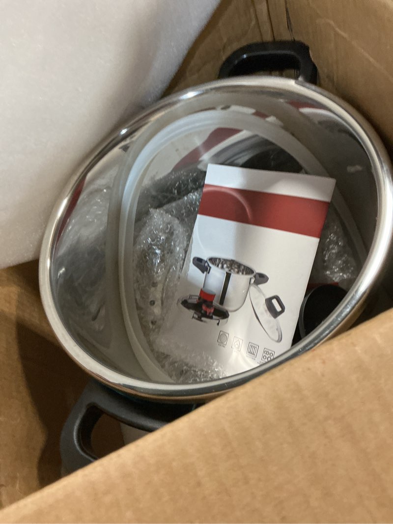 Condition photo showing Good Condition for 3-in-1 304 stainless steel pressure cooker 13 quart: [explosion-proof] [3 psi settings], one-hand locking pressure canner, induction compatible, glass lid & steamer rack included, olla de presion 13 quarts