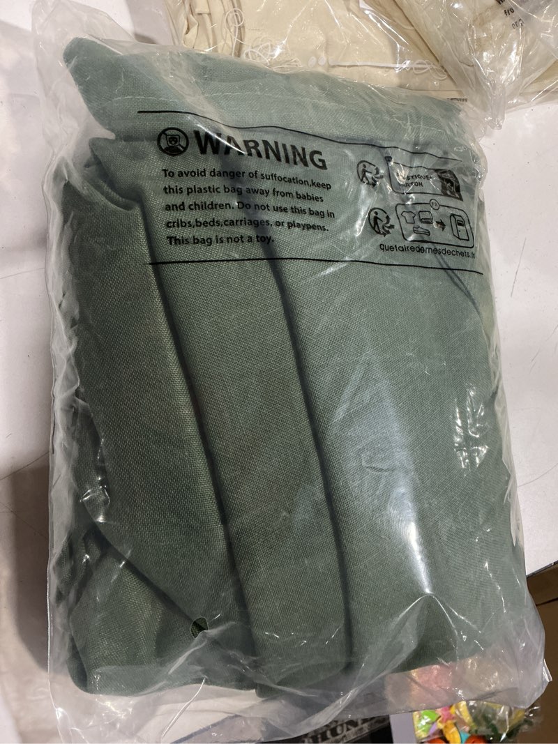 Condition photo showing Good Condition for anroduo olive green semi sheer linen curatins 84 inches long back tab light filtering flax linen textured curtains modern farmhouse coastal decor for bedroom living room 84 inch length 2 panels set olive green 52"w x 84"l (pack of 2)