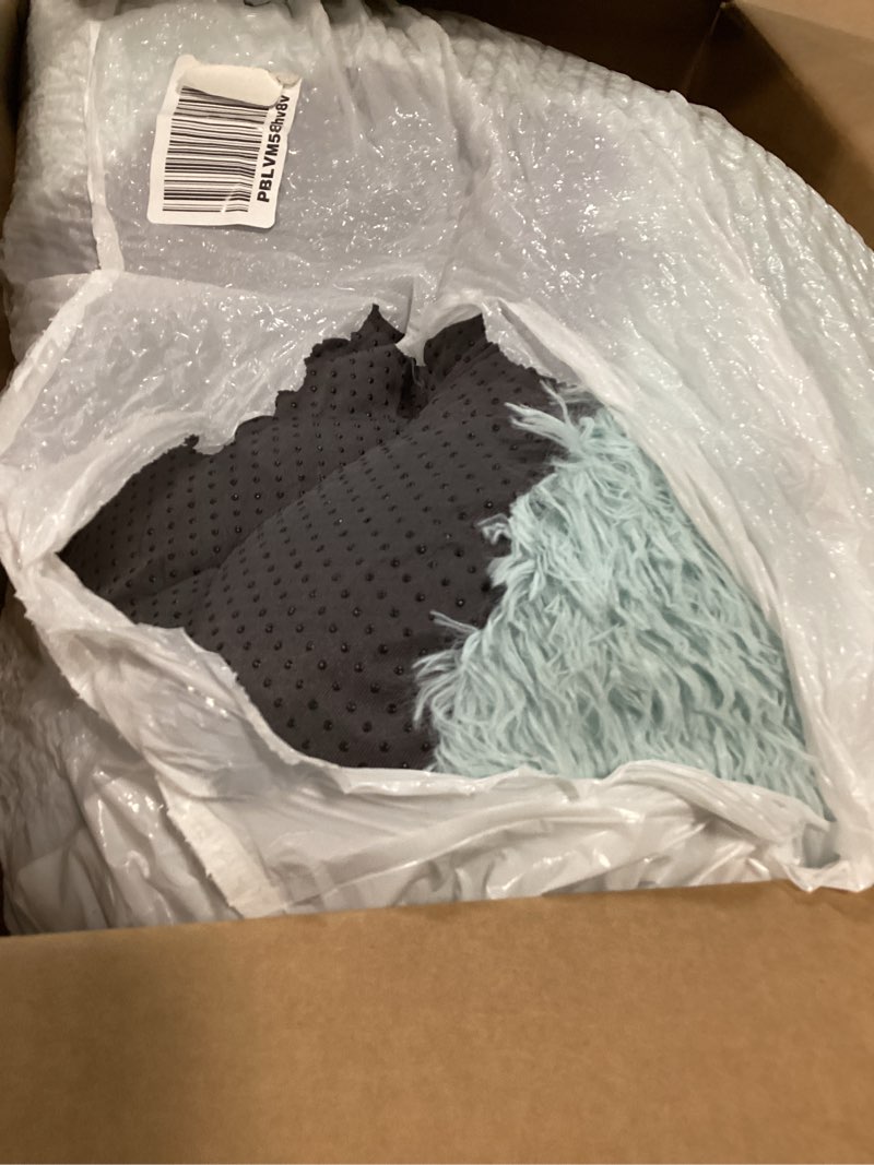 Condition photo showing As Is for Bedsure Calming Dog Bed for Medium Dogs - Donut Washable Medium Pet Bed, 30 inches Anti-Slip Round Fluffy Plush Faux Fur Cat Bed, Fits up to 45 lbs Pets, Aqua Blue 30"L x 30"W x 8"Th Aqua Blue