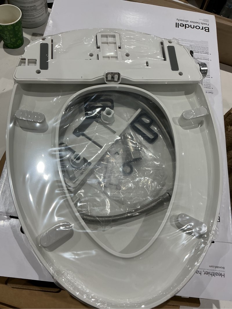 Condition photo showing New/Like New for brondell bidet toilet seat non-electric swash ecoseat, fits elongated toilets, white - dual nozzle system, ambient water temperature - bidet with easy installation s101 elongated
