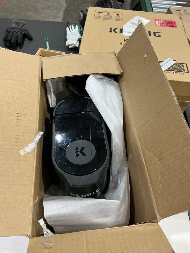Condition photo showing As Is for keurig k-express single serve k-cup pod coffee maker, 3 brew sizes, strong button feature, 42oz removable reservoir, black