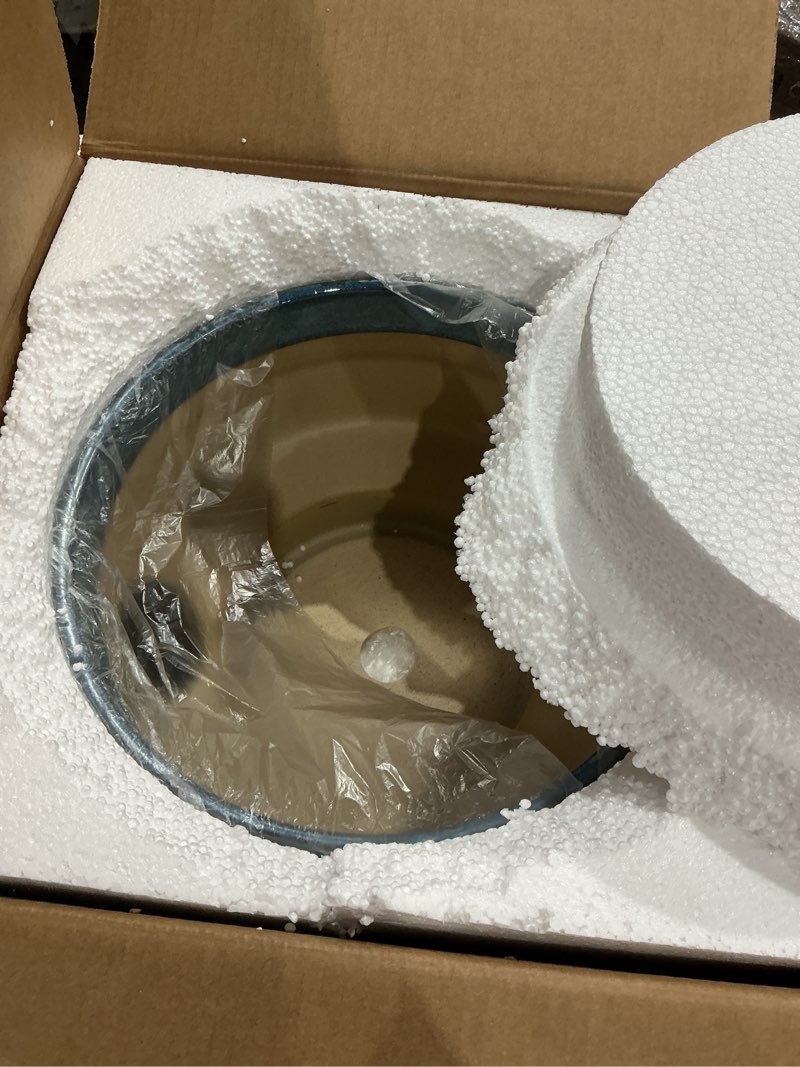 Condition photo showing Good Condition for ceramic planters 13 inch, honeycomb ceramic pots for plants indoor outdoor, round plant pot with drainage hole, large planter flower pot, reactive glaze blue reactive glaze blue 13 inch