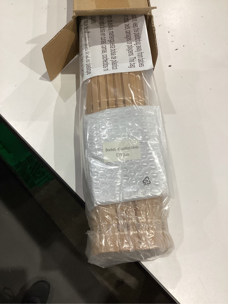 Condition photo showing Good Condition for LazBlinds No Tools No Drill Bamboo Roller Shades, Cordless Bamboo Blinds, Light Filtering Roll Up Blinds for Windows, French Door, Porch or Patio Privacy Screen, 23'' W x 64'' H, Brown206 Brown206 23'' W x 64'' H