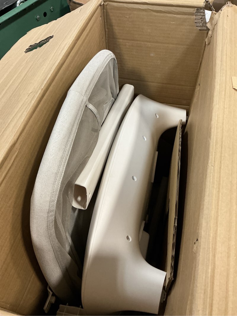 Condition photo showing As Is for uppababy soma smart bassinet – 5 motions + 5 speeds + 4 sounds with motionsync technology – height adjustable – included mattress, sheet + storage basket – charlie (sand mélange)