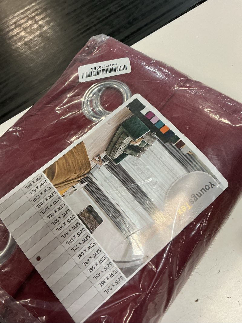 Condition photo showing New/Like New for youngstex burgundy red linen curtains 84 inch length for living room, light filtering drapes semi sheer with bronze grommet privacy for bedroom, 52 x 84 inch, 2 panels 52"w x 84"l (pack of 2) burgundy red