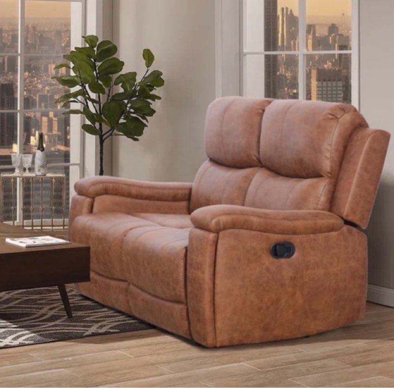 brown loveseat faux leather 