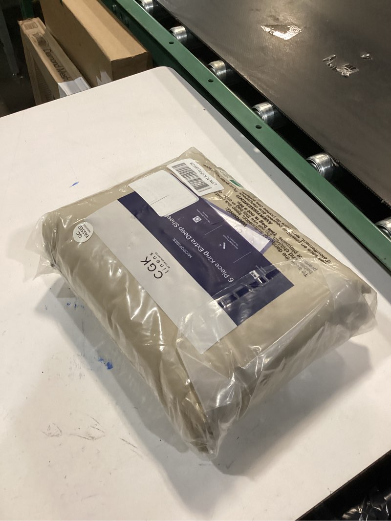 Condition photo showing Good Condition for Extra Deep King Sheet Set - 6 Piece Breathable and Cooling Sheets - Hotel Luxury Bed Sheets Set - Easy & Secure Fit - Soft, Wrinkle Free and Comfy Sheets Set - Beige Sheet Set with Extra Deep Pockets King 14 - Beige