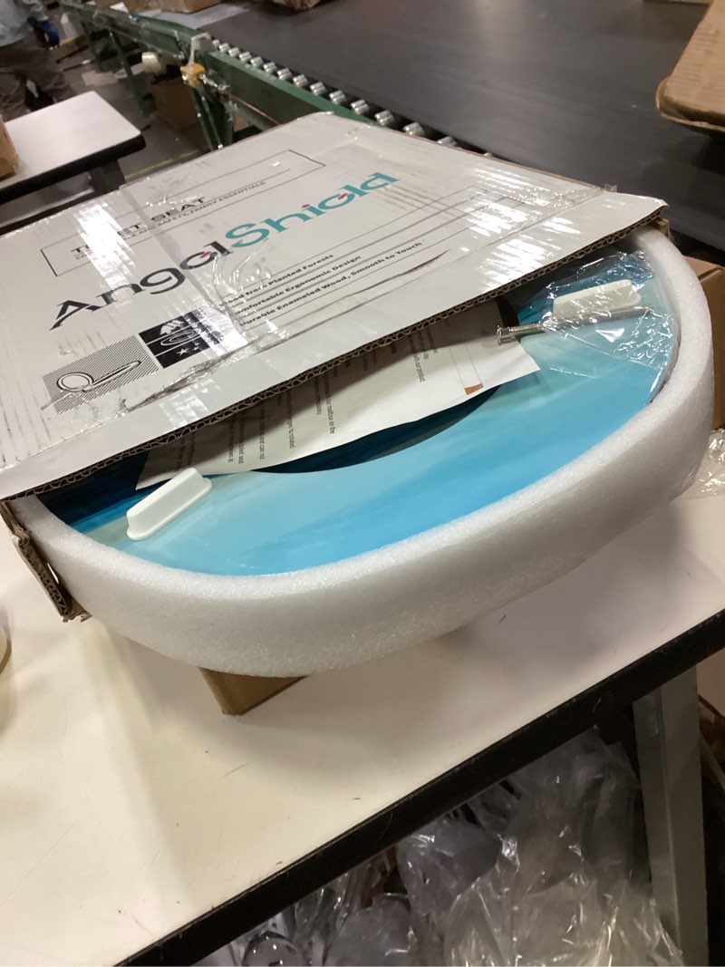 Condition photo showing Good Condition for Angol Shiold Round Toilet Seat Molded Wood Toilet Seat with Quietly Close and Quick Release Hinges, Easy to Install also Easy to Clean (Round, Beach) Round-16.5“ Beach