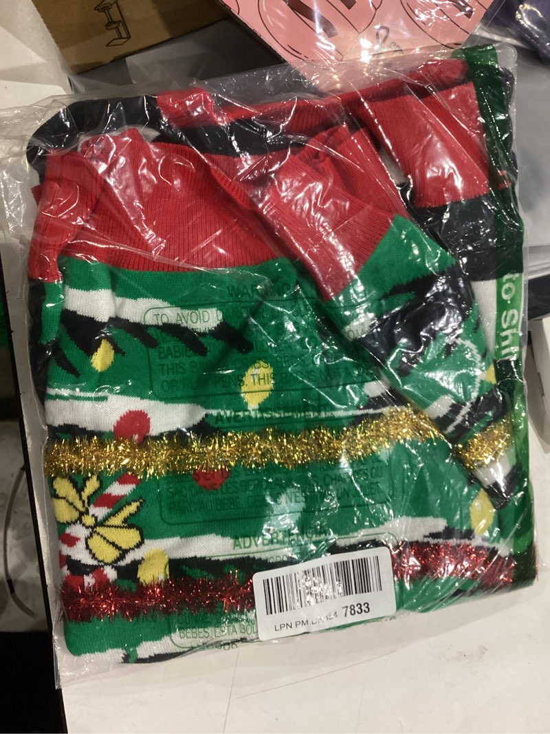 Condition photo showing New/Like New for Lovekider Funny Christmas Sweater for Kids Size 13 14 Girls Tinsel Garland Ugly Knitted Pullover 13-14 Years