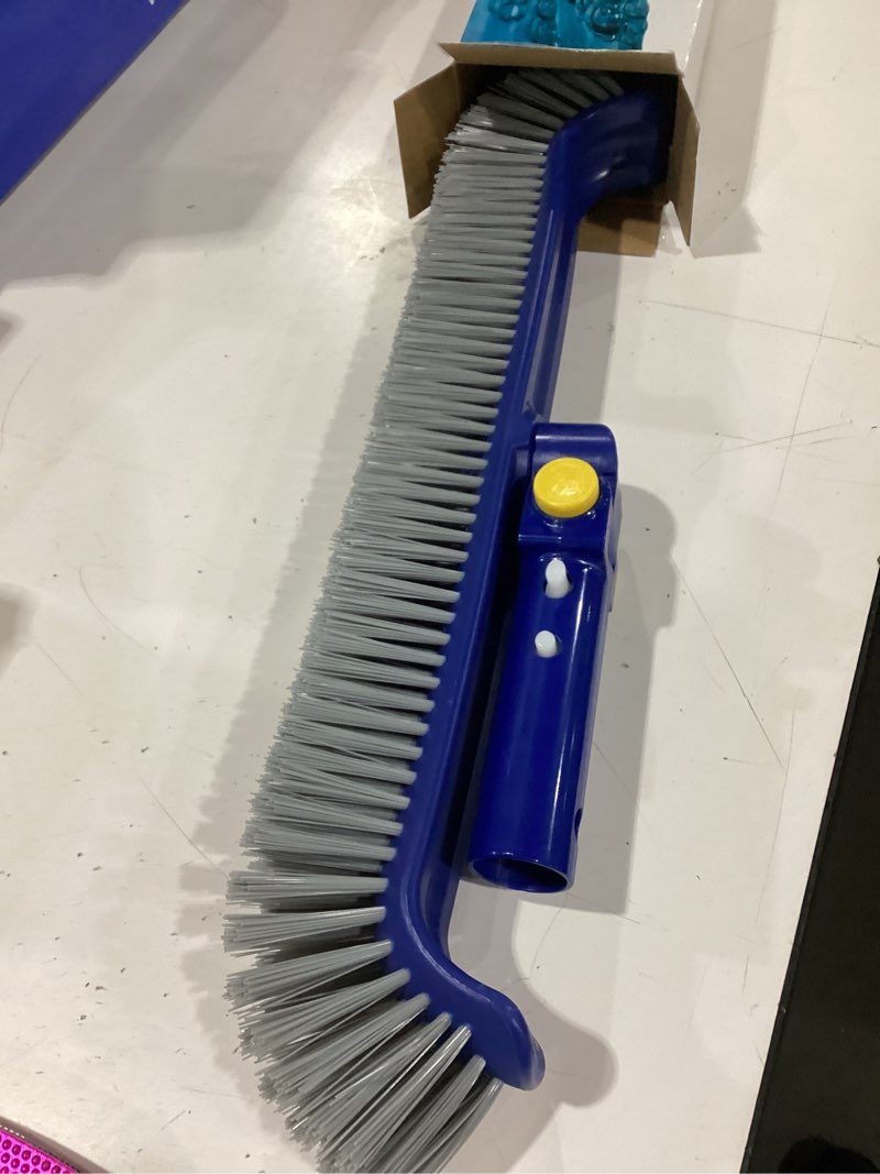 Condition photo showing New/Like New for poolaza pool brush with rotatable handle,17.5" pool brush head for inground pools, above-ground & vinyl pools, heavy-duty pool brushes for cleaning pool walls