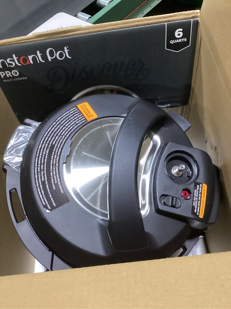Condition photo showing Good Condition for instant pot pro 10-in-1 pressure cooker, slow cooker, rice/grain cooker, steamer, sauté, sous vide, yogurt maker, sterilizer, and warmer, includes app with over 800 recipes, black, 6 quart 6 quarts