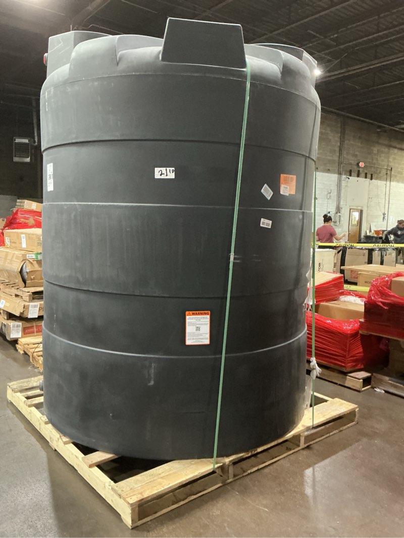 Condition photo showing New/Like New for 1500 Gallon Vertical Water Storage Tank, Plastic Water Tank for Collection, Holding, and Storage, UV-Resistant, for Rainwater Harvesting, Agricultural, RV, Emergency, and General Use 1500 Gallons