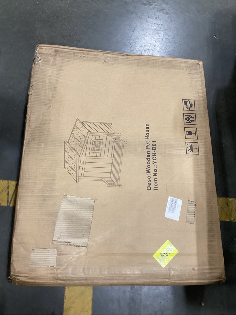 Condition photo showing Good Condition for large indoor outdoor dog house,wood insulated dog house,weatherproof outside shelter with elevated floor,easy to assemble(39.3" l x 37.5" w x 30" h)