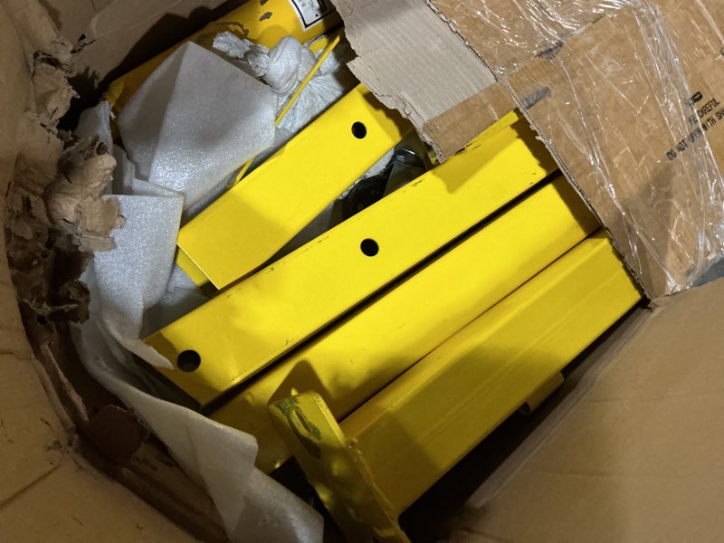 Condition photo showing As Is for 2-Ton Folding Engine Hoist Cherry Picker 4400 Lb Capacity Hydraulic Shop Crane with Telescoping Boom 6 Caster Wheels for Automotive Repair Garage Use Includes Hitch and Storage Stand Yellow