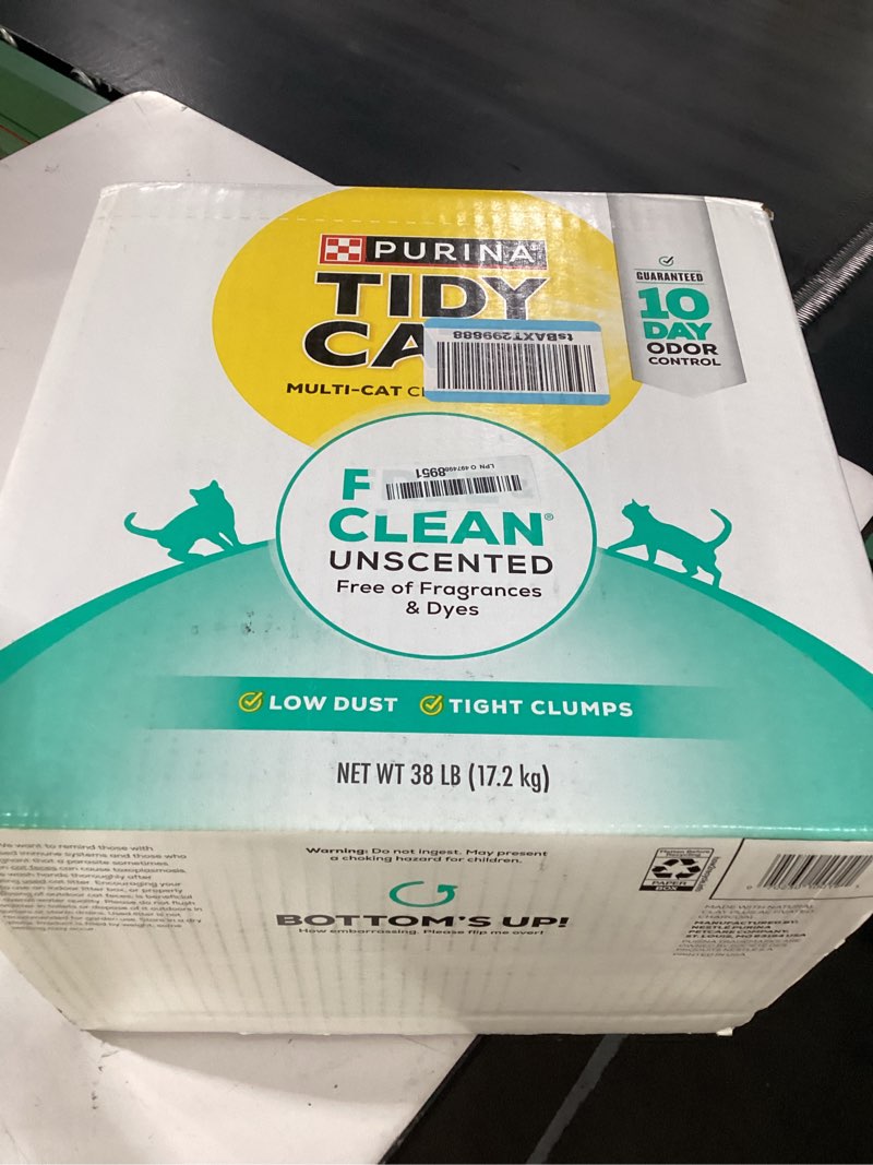 Condition photo showing New/Like New for purina tidy cats free and clean unscented clumping cat litter with odor control - 38 lb. box 38 pound (pack of 1)