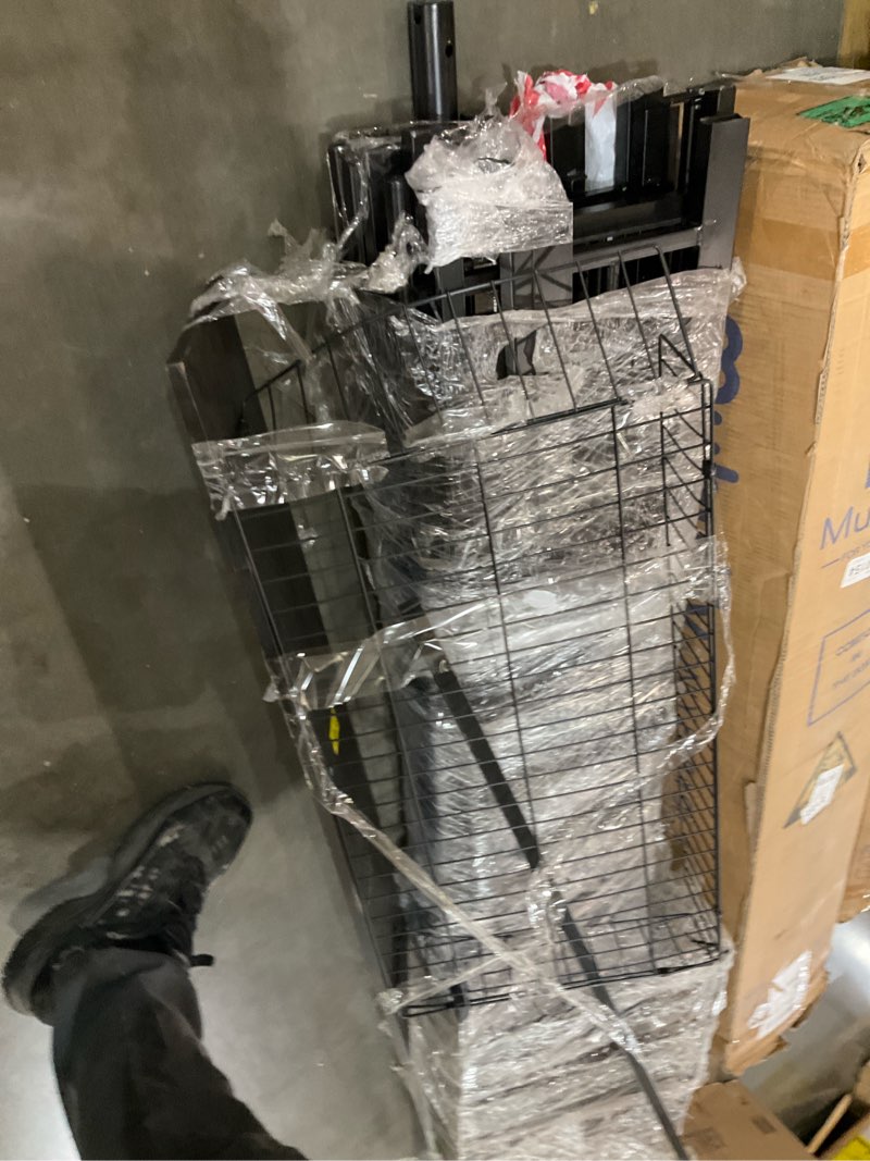 Condition photo showing As Is for rolanstar metal bunk bed full over full with usb charging station, led bunk bed with 2 storage drawers, bed with safety guardrail & ladders, no box spring needed, easy assembly, black black full over full with drawers