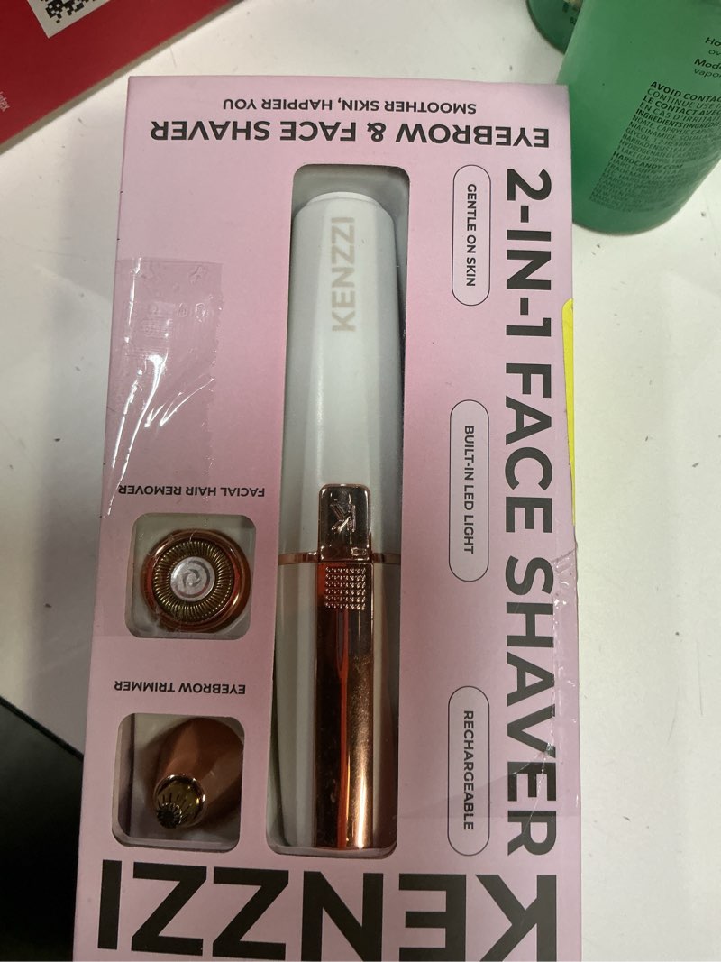 Condition photo showing Good Condition for kenzzi 2-in-1 rechargeable women’s face electric shaver and facial hair remover with eyebrow trimmer, white and rose gold