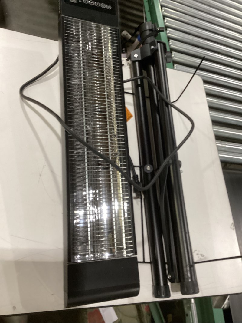 Condition photo showing As Is for  Not tested VAGKRI Outdoor Heaters, 1s Heating 1500W Infrared Patio Heater with Remote, 3 Heat Settings, 12H Timer, IP65 Waterproof, Wall Mount/Tripod Stand Electric Heater for Patio, Garage, Garden & Indoor Use