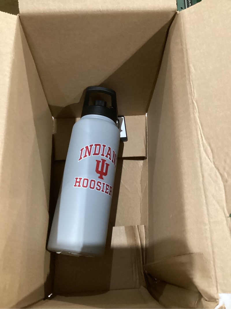 Condition photo showing Good Condition for logo brands ncaa indiana hoosiers 34oz athletic quencher bottle - double-wall insulated, stainless steel, no-spill lid, easy carry handle athletic stone indiana hoosiers