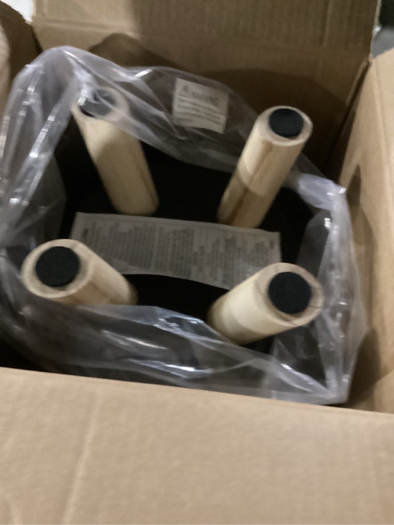 Condition photo showing Good Condition for Asense Small Round Ottoman Foot Rest Stool Fabric Padded Seat Footstool Ottoman with Anti-Slip Wooden Legs (Black,Fabric)