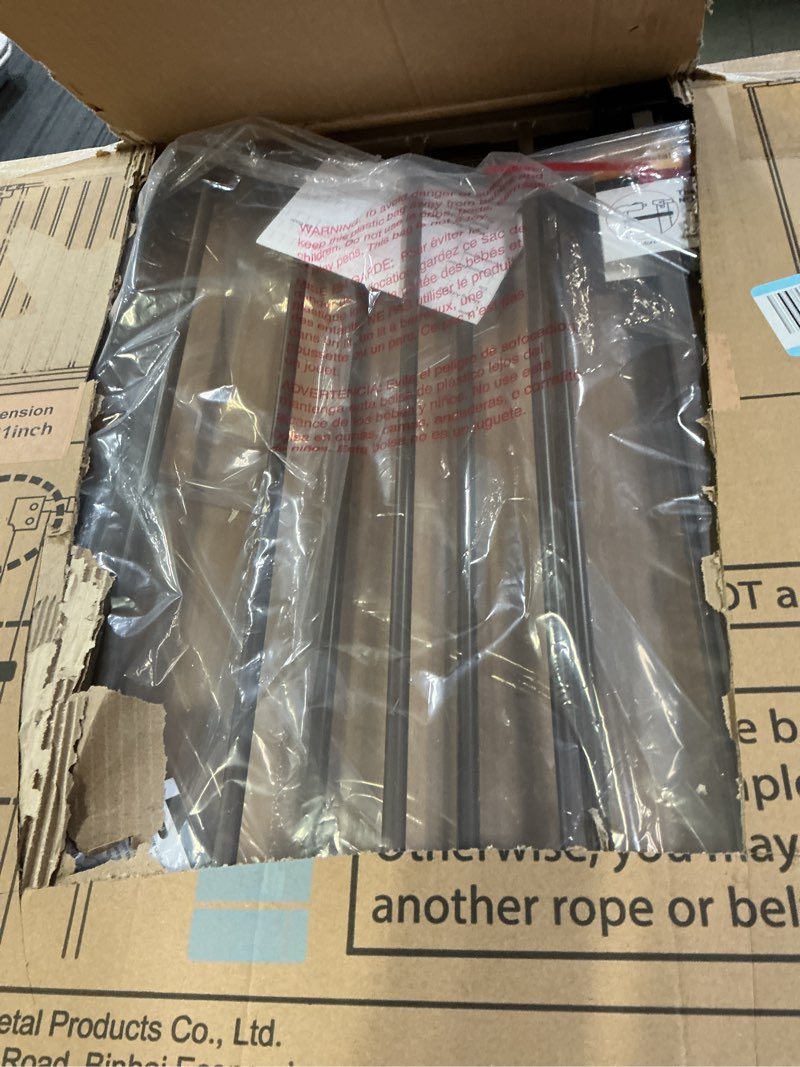 Condition photo showing Good Condition for innotruth 29.5–40.75" baby gate for stairs, 30" tall dog gates for doorways & hallways, safety gate for kids & pets, pressure-mounted walk-through with dual lock & 2-way swing, brown brown 1?29.5-40.75" w x 30" h