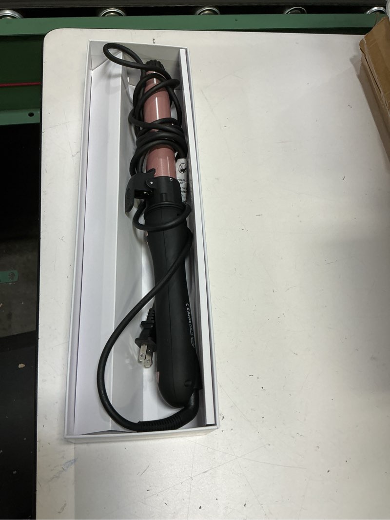 Condition photo showing Good Condition for New Version Lanvier Rotating Curling Iron 1.25 Inch Automatic Curling Wand for Waves; Tourmaline Ceramic Self Curler with 2 Rotating Speed, 11 Adjustable Temperature & Dual Voltage for Worldwide Use 1.25 Inch Rose Gold