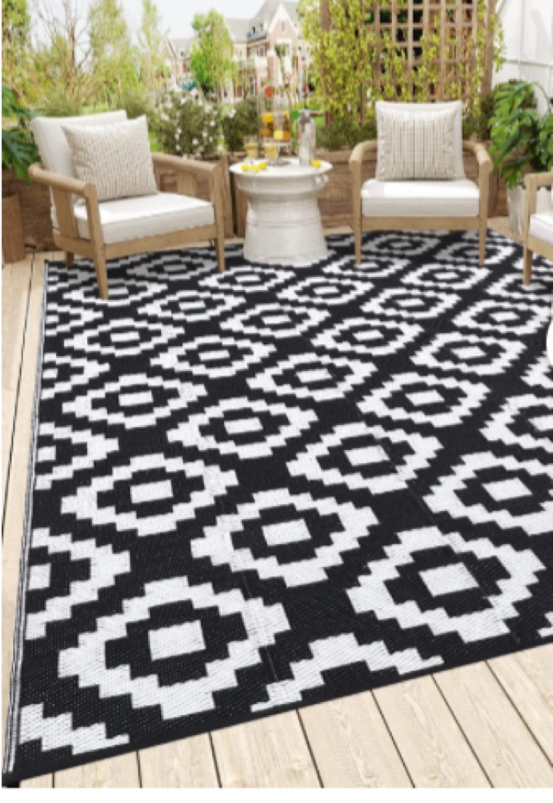 Outdoor Rug Waterproof for Patio Decor, Foldable Reversible Plastic Straw Area Rugs Mat for Camper, Outside Carpet for Rv, Deck, Porch, Picnic, Beach, Balcony