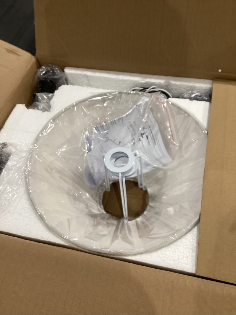 Condition photo showing Good Condition for Modern Linear Chandelier for Kitchen Island, 2-Light Linear Light Fixture with Off-White Fabric Shade, Rustic Pendant Light for Dining Room Black