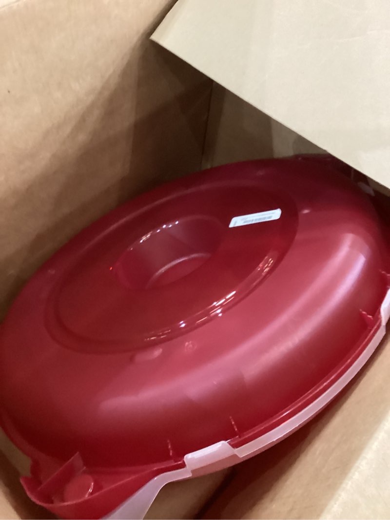 Condition photo showing Good Condition for IRIS USA 24" Christmas Wreath Storage Container with Latches and Handle, 1-Pack, for Garland/Wreath, Christmas Decorations, Heavy Duty, Portable, High Protection, Space Saving Storage, Clear/Red