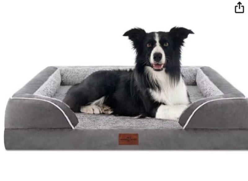 comfort expression orthopedic dog bed for large dogs 36x27 inch, waterproof supportive egg crate foam large pet bed with removable bolsters, dog couch with washable cover & non-slip bottom, grey