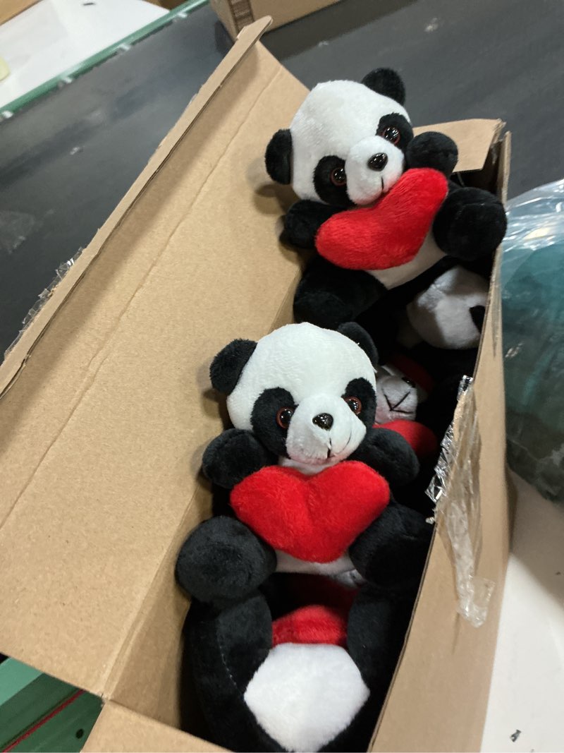 Condition photo showing Good Condition for Blueweenly 24 Pcs Valentine's Day Panda Stuffed Animal Bulk with Red Love Heart for Her Lover Wife L