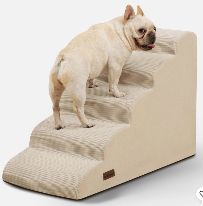 5-step dog stairs and ramp for high bed,non-slip sturdy pet steps for small d...