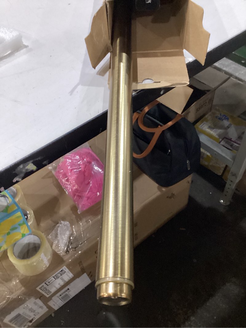 Condition photo showing Good Condition for 1-1/8 Inch Diameter Antique Gold Curtain Rods with Knurl Design Finial, 36-72 inch Telescoping Single Curtain Rods for window width 24-68 inch, 1 pack Gold 36-72''