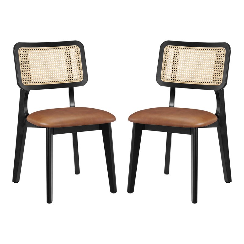  Art Rattan&Oak Dining Chairs with Ash Wood Legs
