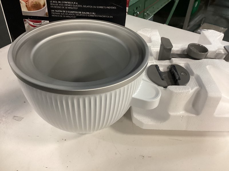 Condition photo showing item condition for KitchenAid Ice Cream Maker Attachment for Stand Mixer, 2 Quart, KSMICM, White Food Mixer