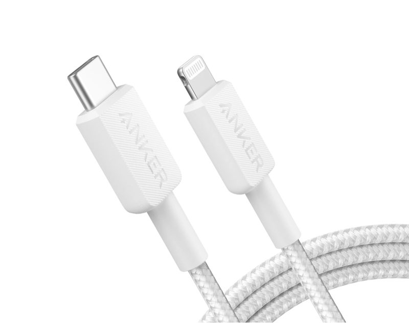 Anker 3' 100% PCR-Braided Ultra Soft USB-C to Apple Cable - White