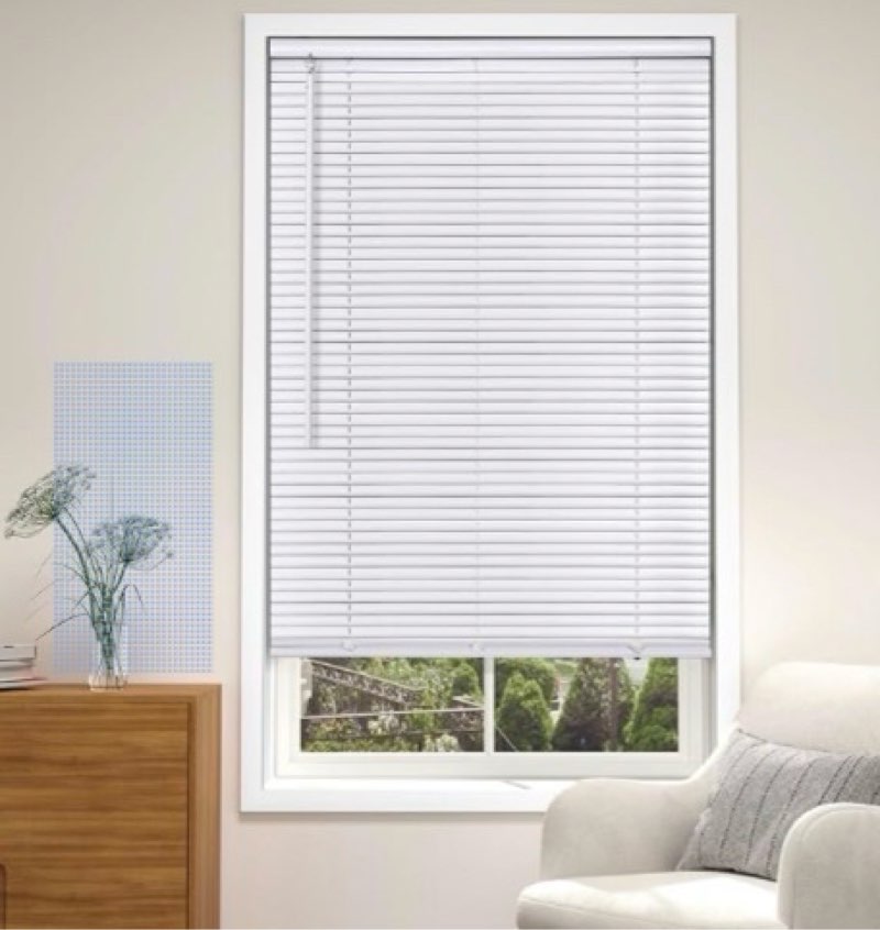 LazBlinds Cordless White 1" Room Darkening Vinyl Mini Blinds, 28" W X 48" H Horizontal Window Blinds