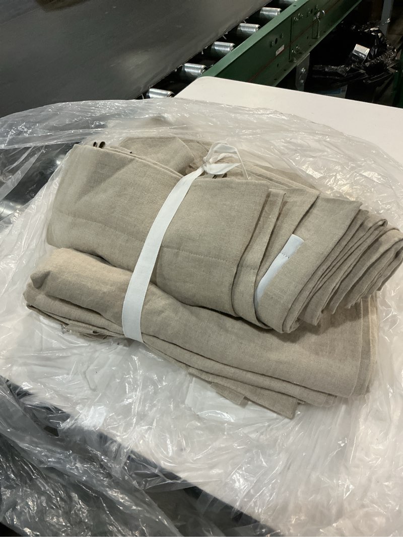 Condition photo showing Good Condition for quince european linen true blackout curtain - single panel, 96x84, dark flax