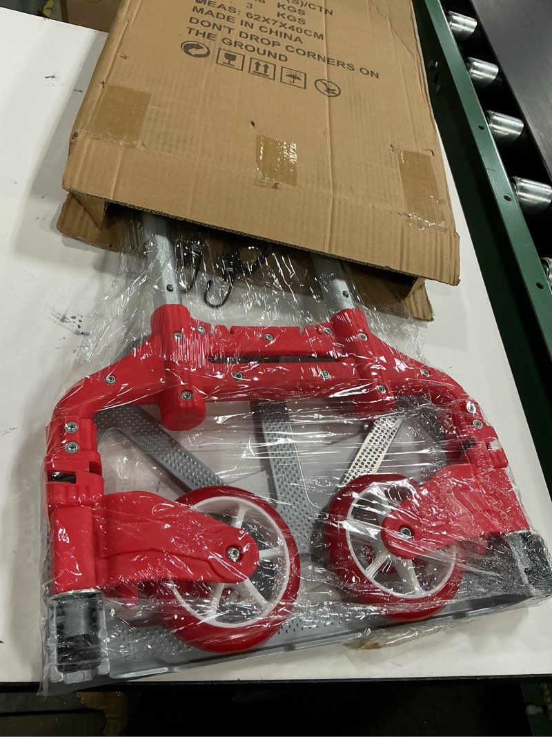 Condition photo showing Good Condition for FCH Folding Hand Truck, Aluminum Portable Folding Hand Cart,165lbs Capacity Hand Cart and Dolly Ideal for Home, Auto, Office,Travel Use, Red