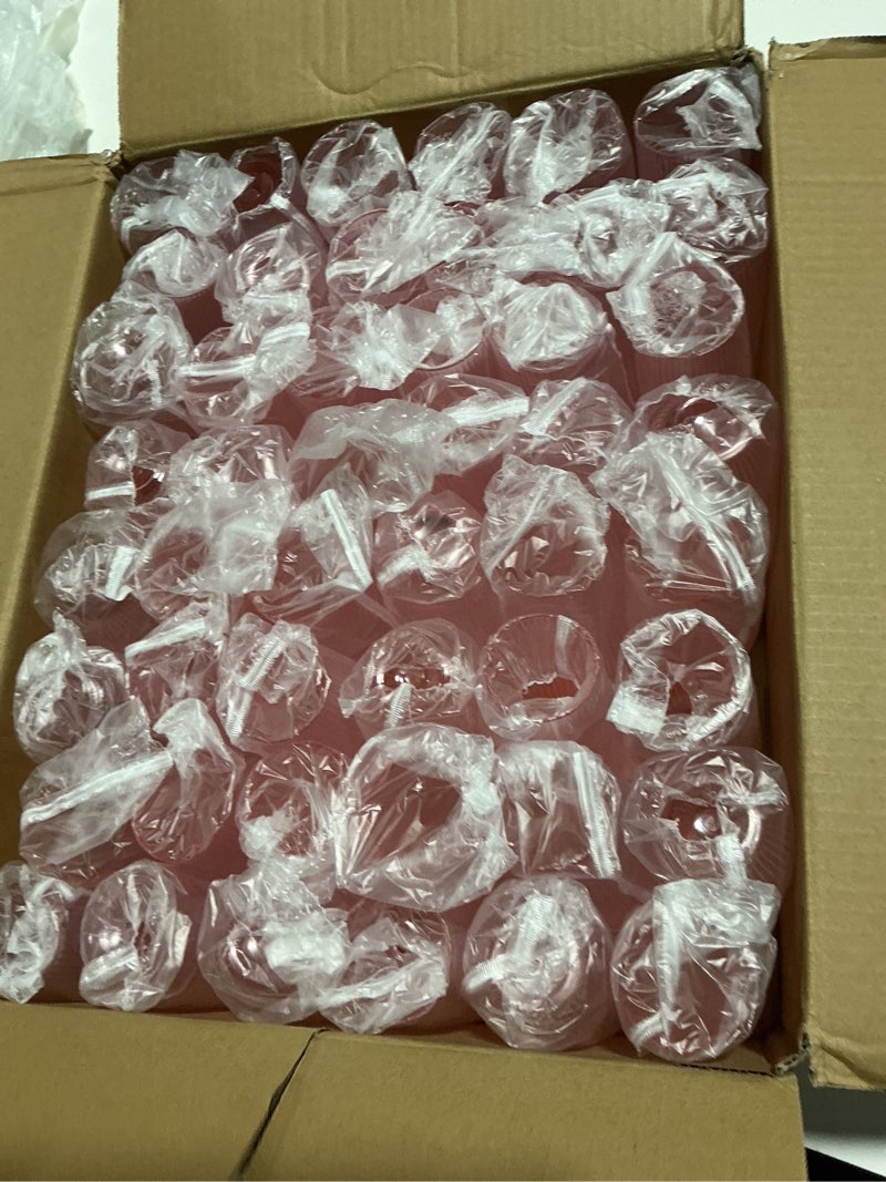 Condition photo showing Good Condition for 48 Pack Plastic Ribbed Champagne Flutes, 9 Oz Stemless Disposable Pink Clear Plastic Toasting Glasses Shatterproof Recyclable and BPA-Free Perfect For Wedding 48pack Pink Ribbed