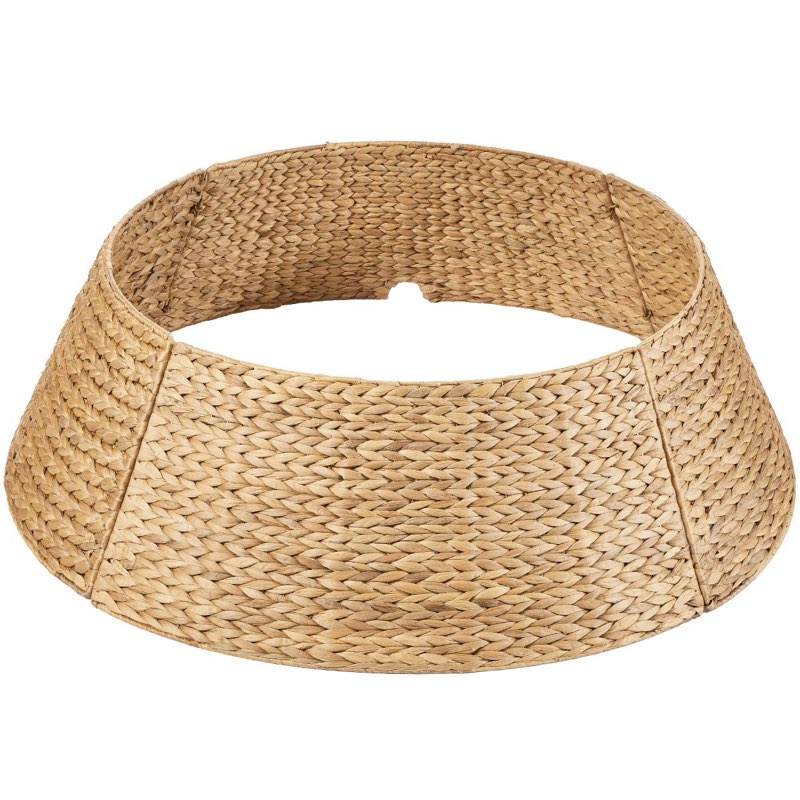 best choice products 24in woven hyacinth christmas tree collar, tree skirt accessory w/ cord cut-out - natural