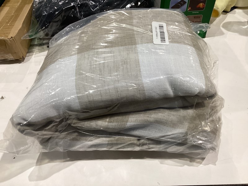 Condition photo showing Good Condition for DriftAway Buffalo Plaid Blackout Curtains Linen Textured Farmhouse Double Layer Thermal Insulated Yarn Dyed Woven Checkered Gingham Grommet Drapes for Living Room 2 Panels Each 52W x 84L Taupe Woven-taupe 52"W x 84"L (Pack of 2)