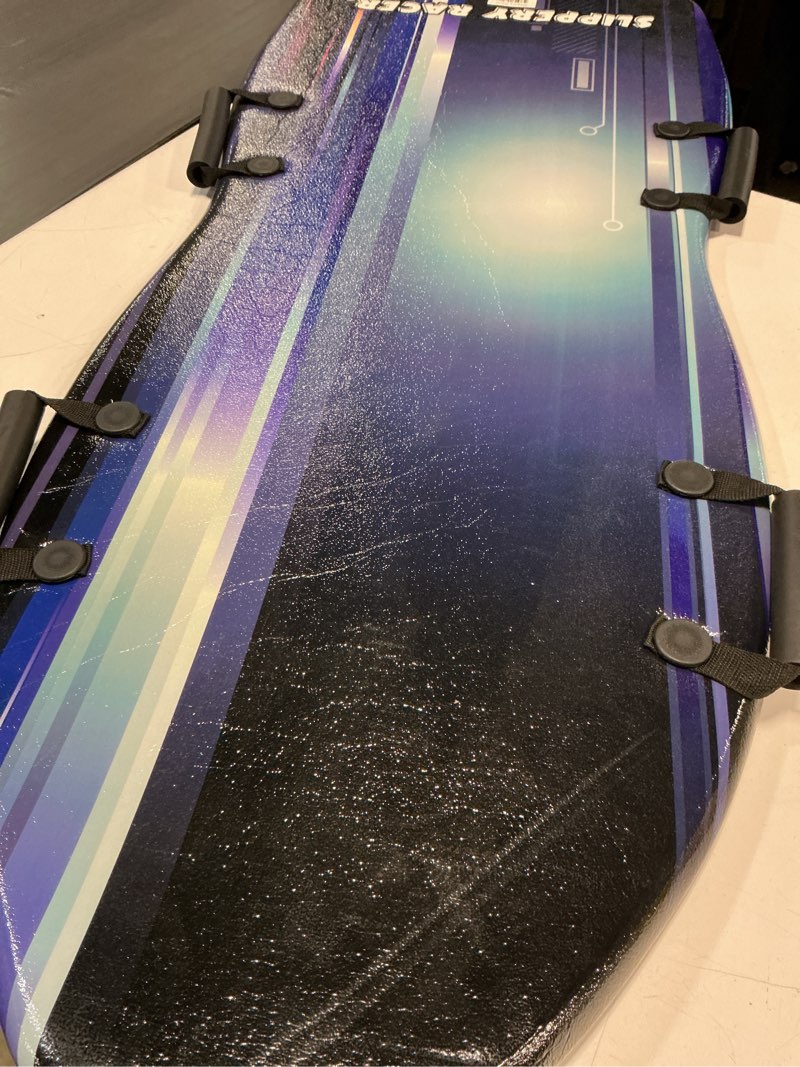 Condition photo showing Good Condition for Slippery Racer Downhill Falcon Adults and Kids Foam Toboggan Snow Sled for Up to 2 Riders with Handles, Midnight Hologram Blue 1 Pack