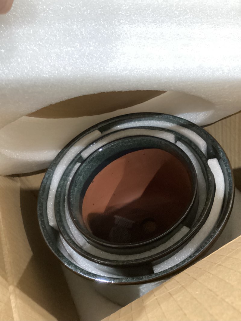 Condition photo showing As Is for (Similar to, used)  LE TAUCI Ceramic Plant Pots with Drainage Holes, Set of 3, 8+6.7+5.5 Inch Stripe Garden Planter Pots for Outdoor Indoor Plants Flower, Round Succulent Orchid Flower Pot, Reactive Glaze Green
