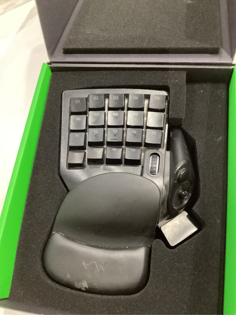 Condition photo showing As Is for razer tartarus v2 gaming keypad: mecha membrane key switches - one handed keyboard - 32 programmable keys - customizable chroma rgb lighting - programmable macros - snap tap - black classic black tartarus v2 - mecha membrane switches keypad