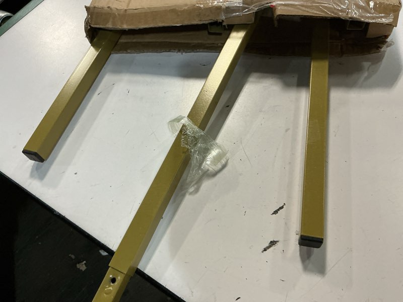 Condition photo showing Good Condition for 57" heavy duty gold easel stand for wedding signs – holds up to 50 lbs metal floor easel for welcome sign, seating chart, art & mirrors – quick 5-min assembly, adjustable display stand champagne olive gold 57in