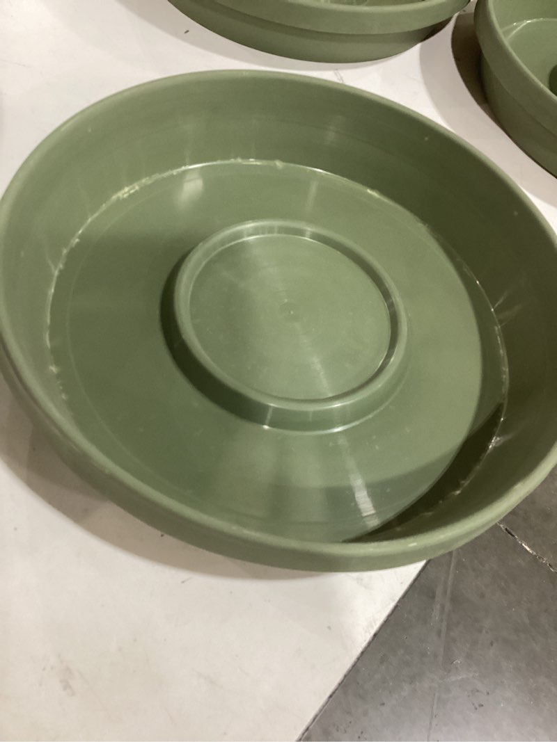 Condition photo showing Good Condition for bloem terratray 2.7 in. h x 16 in. dia. resin traditional thyme green tray